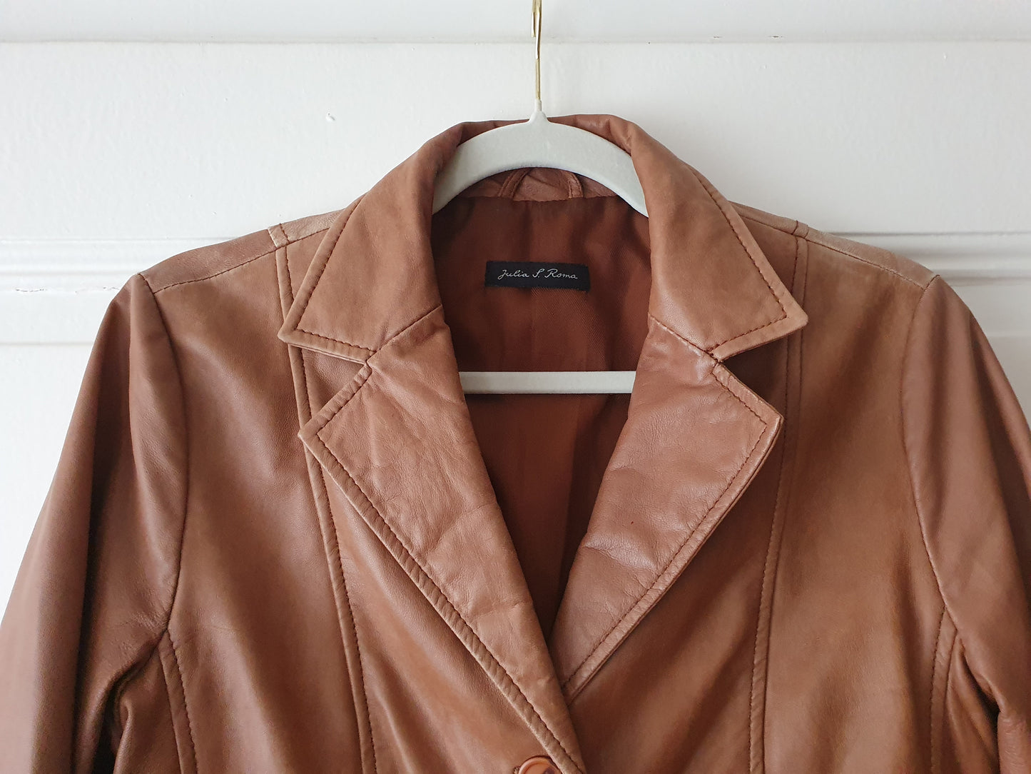 Authentic Vintage Designer Leather Blazer by Julia S. Roma in Size S