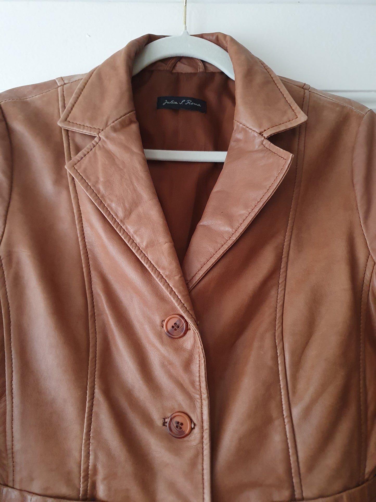 Authentic Vintage Designer Leather Blazer by Julia S. Roma in Size S