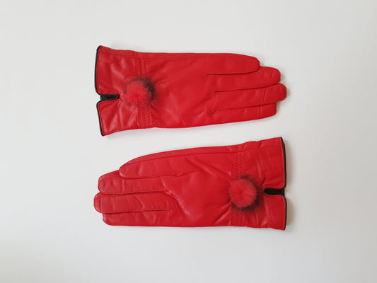 The Scarlet Elegance Fur Leather Gloves - Size S