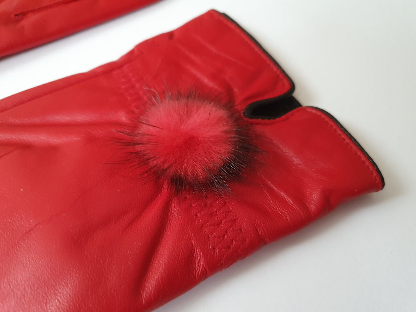 The Scarlet Elegance Fur Leather Gloves - Size S