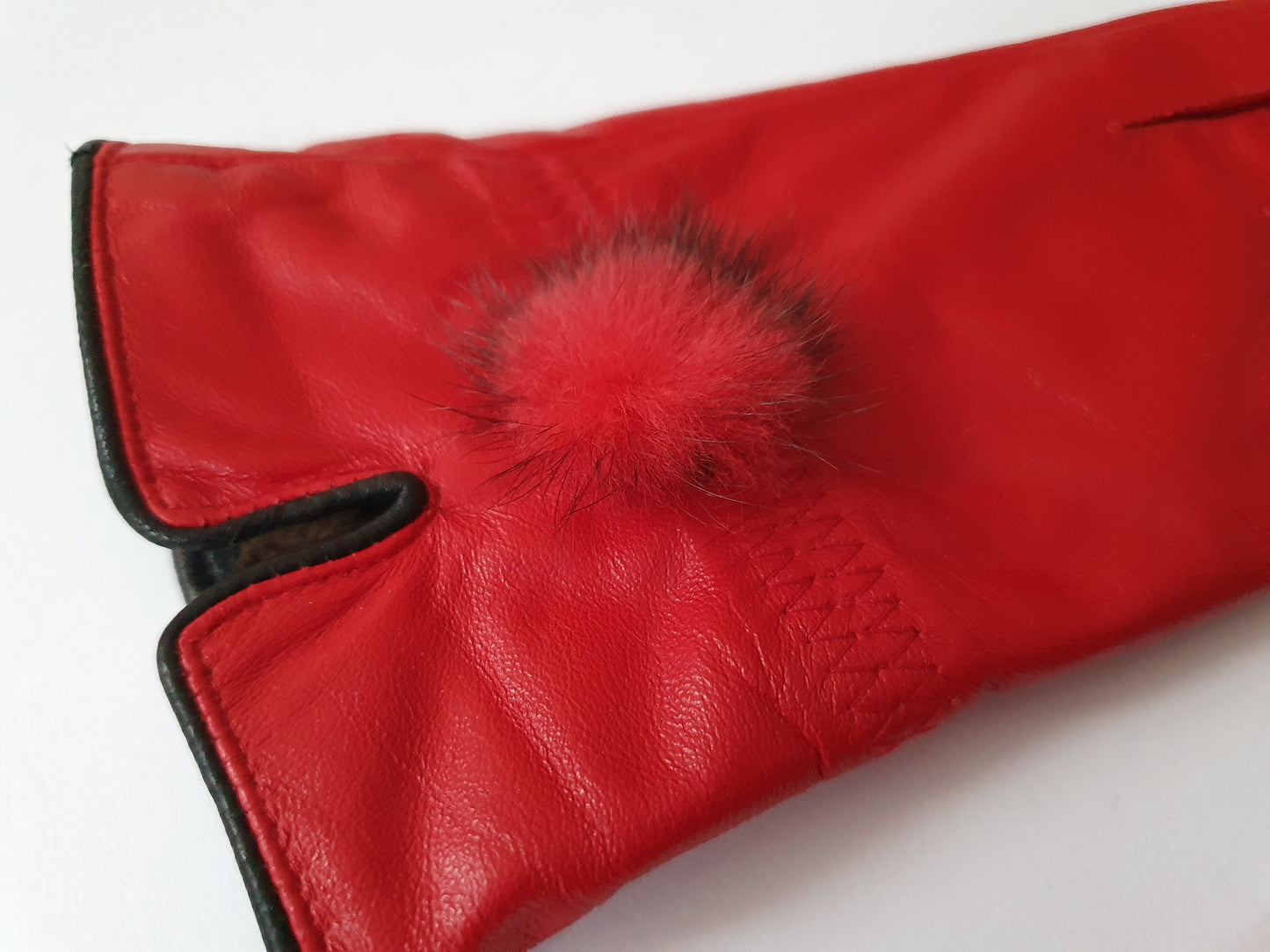 The Scarlet Elegance Fur Leather Gloves - Size S