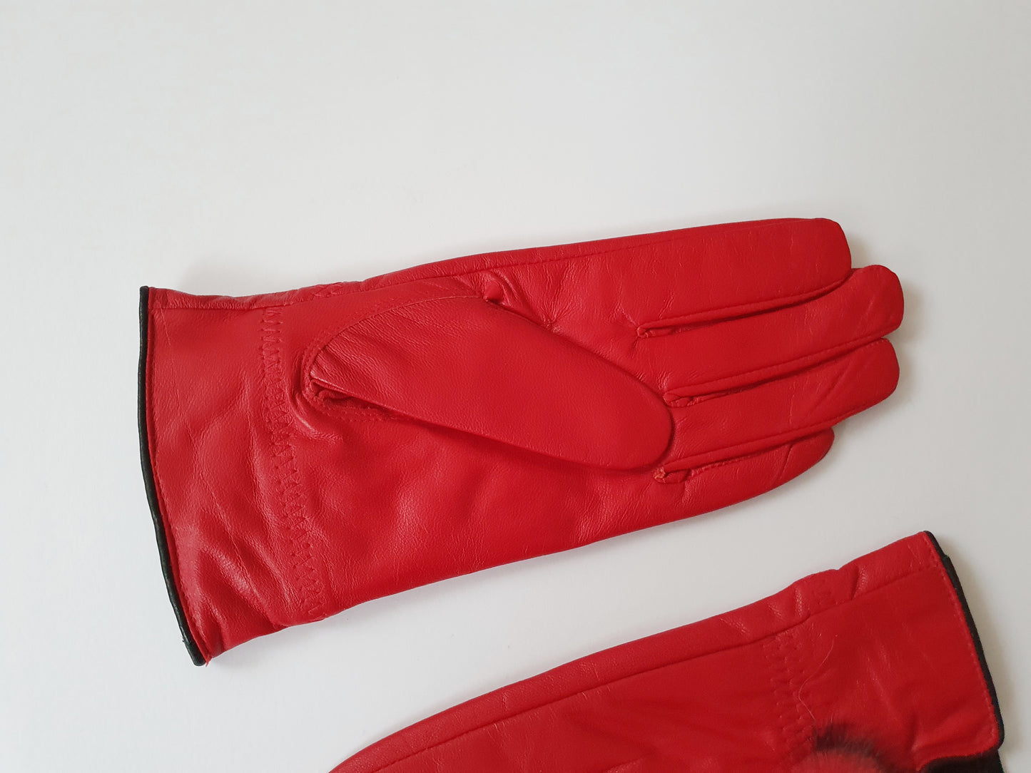 The Scarlet Elegance Fur Leather Gloves - Size S