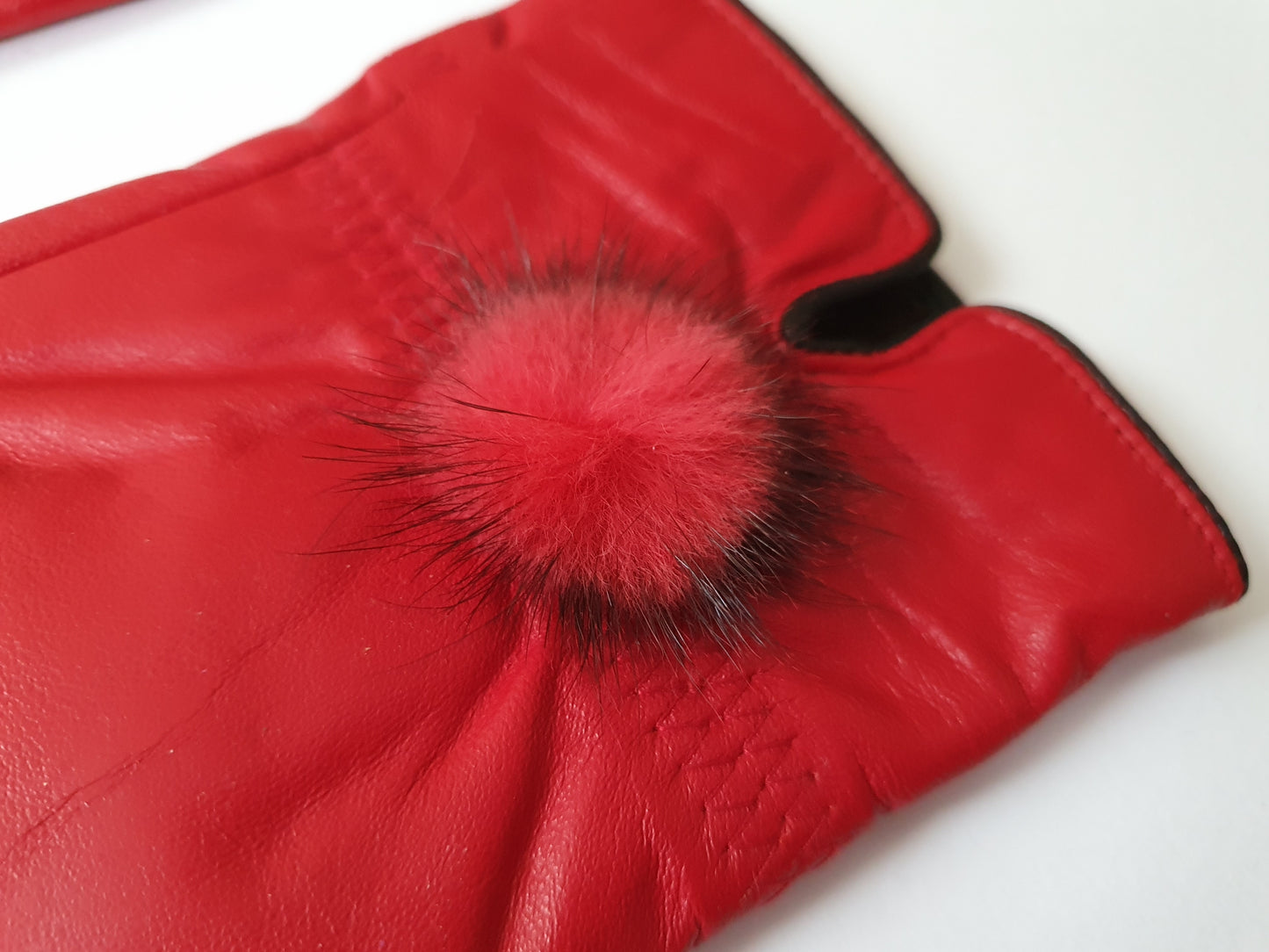 The Scarlet Elegance Fur Leather Gloves - Size S