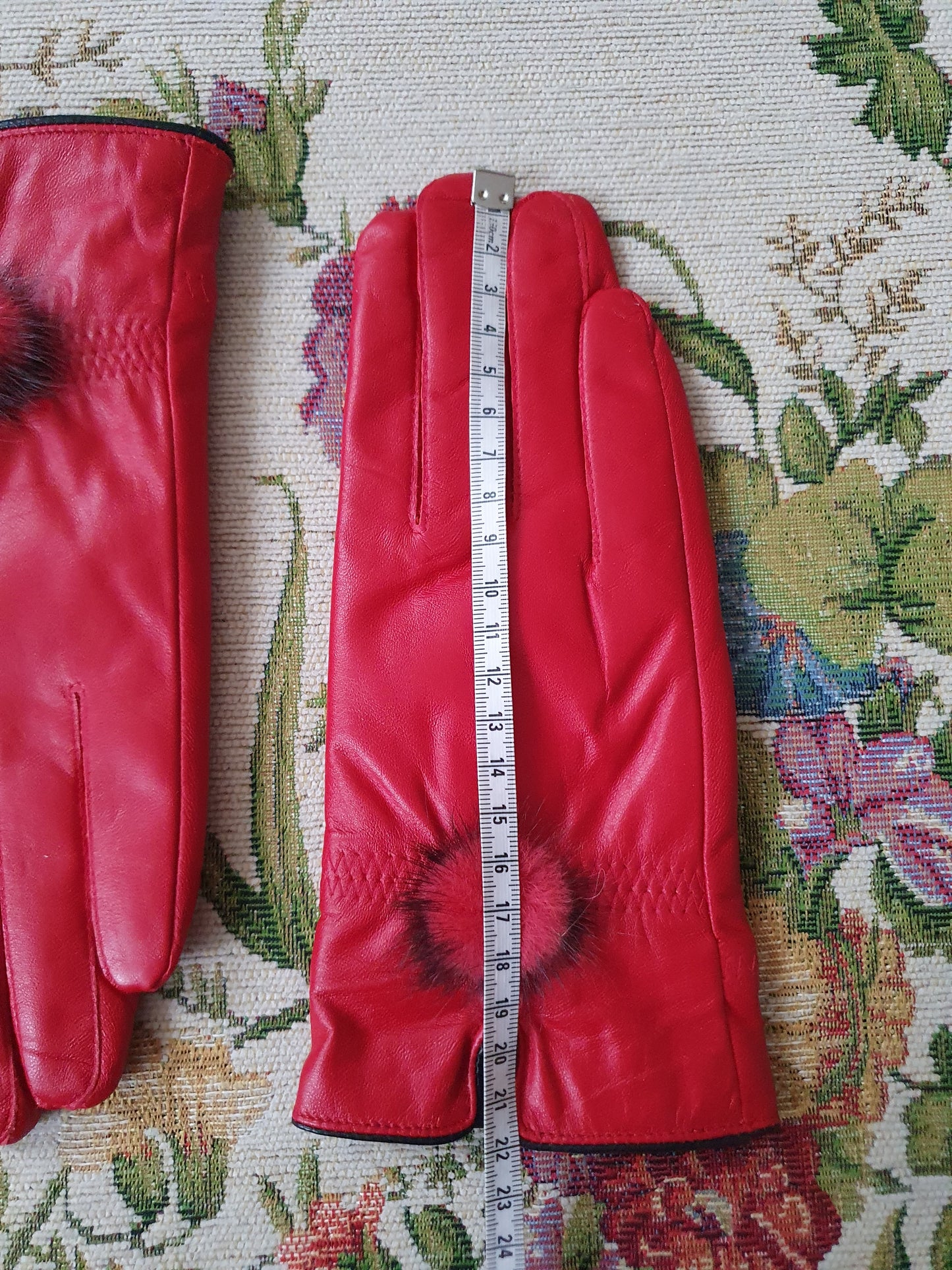 The Scarlet Elegance Fur Leather Gloves - Size S