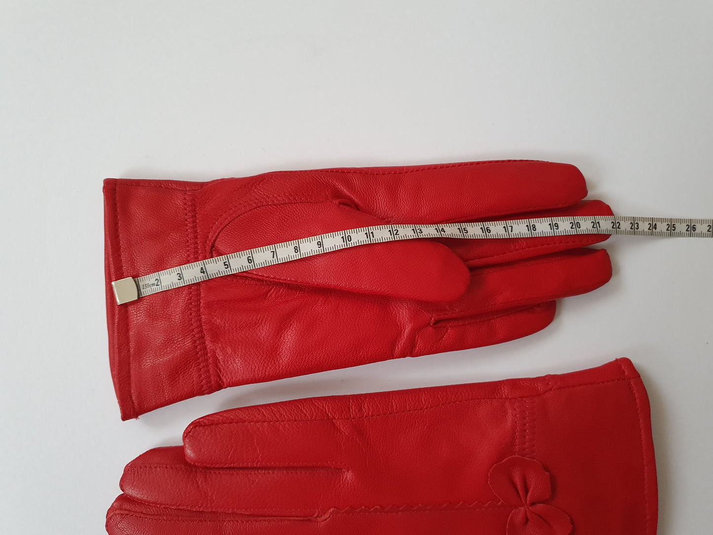 The Scarlet Elegance Ribbon Leather Gloves - Size S