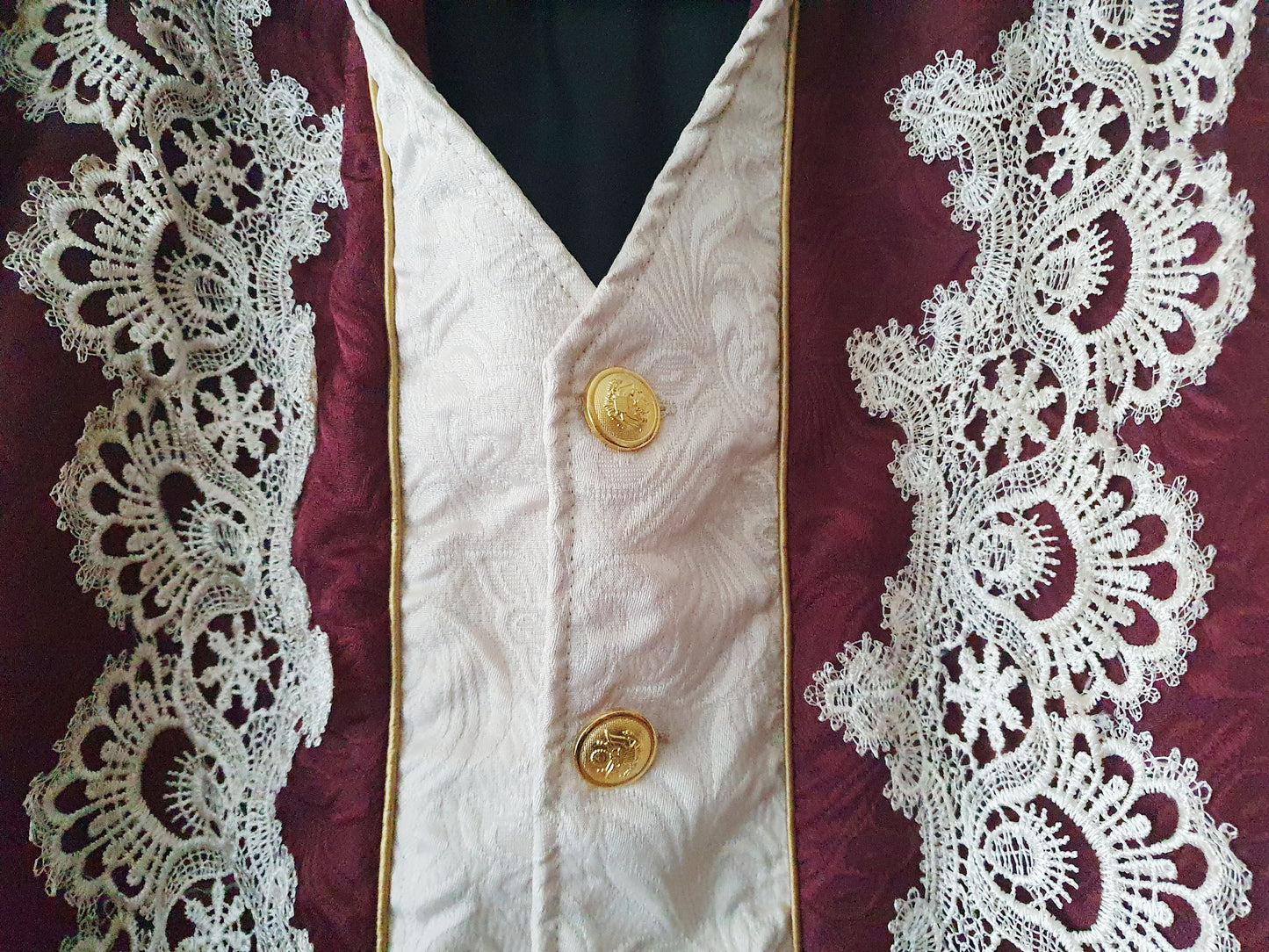 The Regal Burgundy Lace-Trimmed Jacket - Size S/M