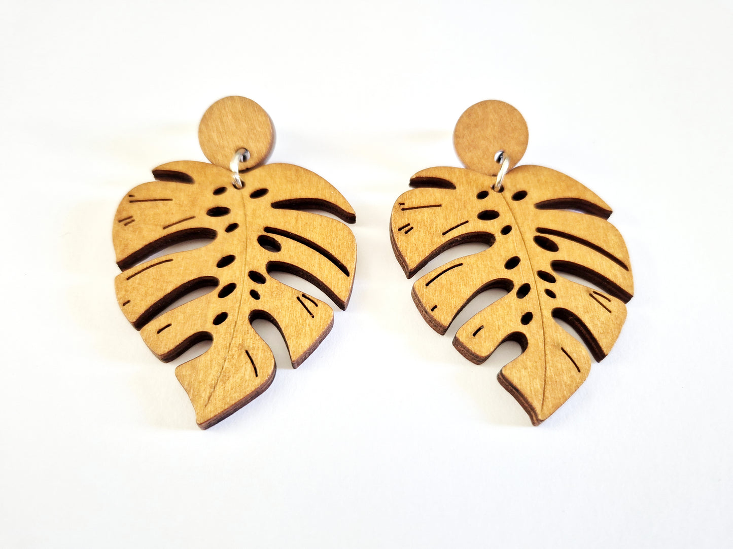 The Wooden Sophistication Monstera Earrings