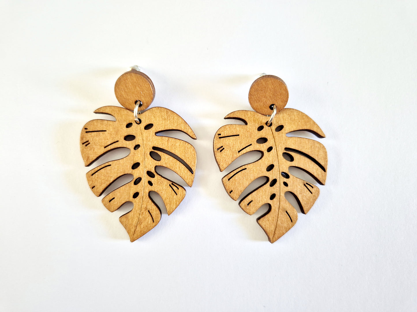 The Wooden Sophistication Monstera Earrings