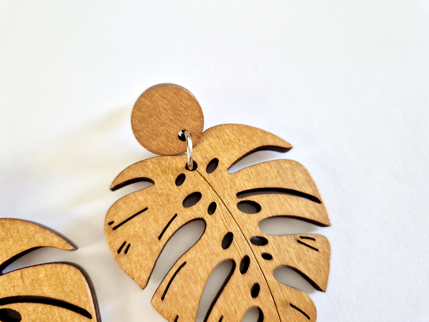 The Wooden Sophistication Monstera Earrings