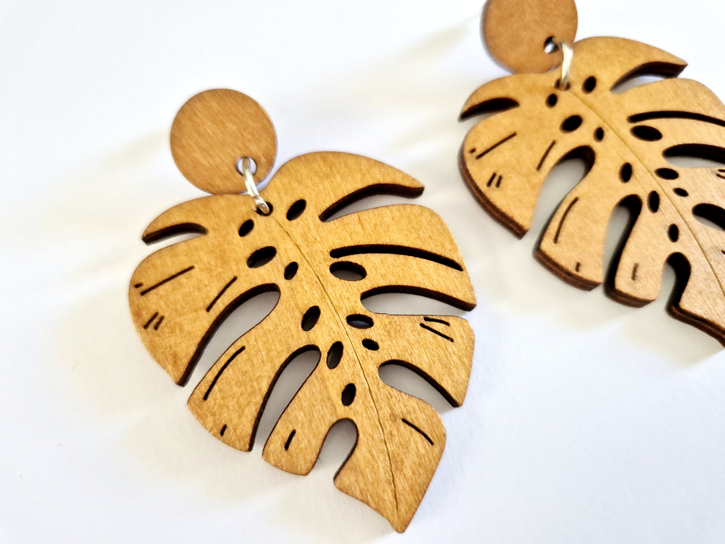 The Wooden Sophistication Monstera Earrings