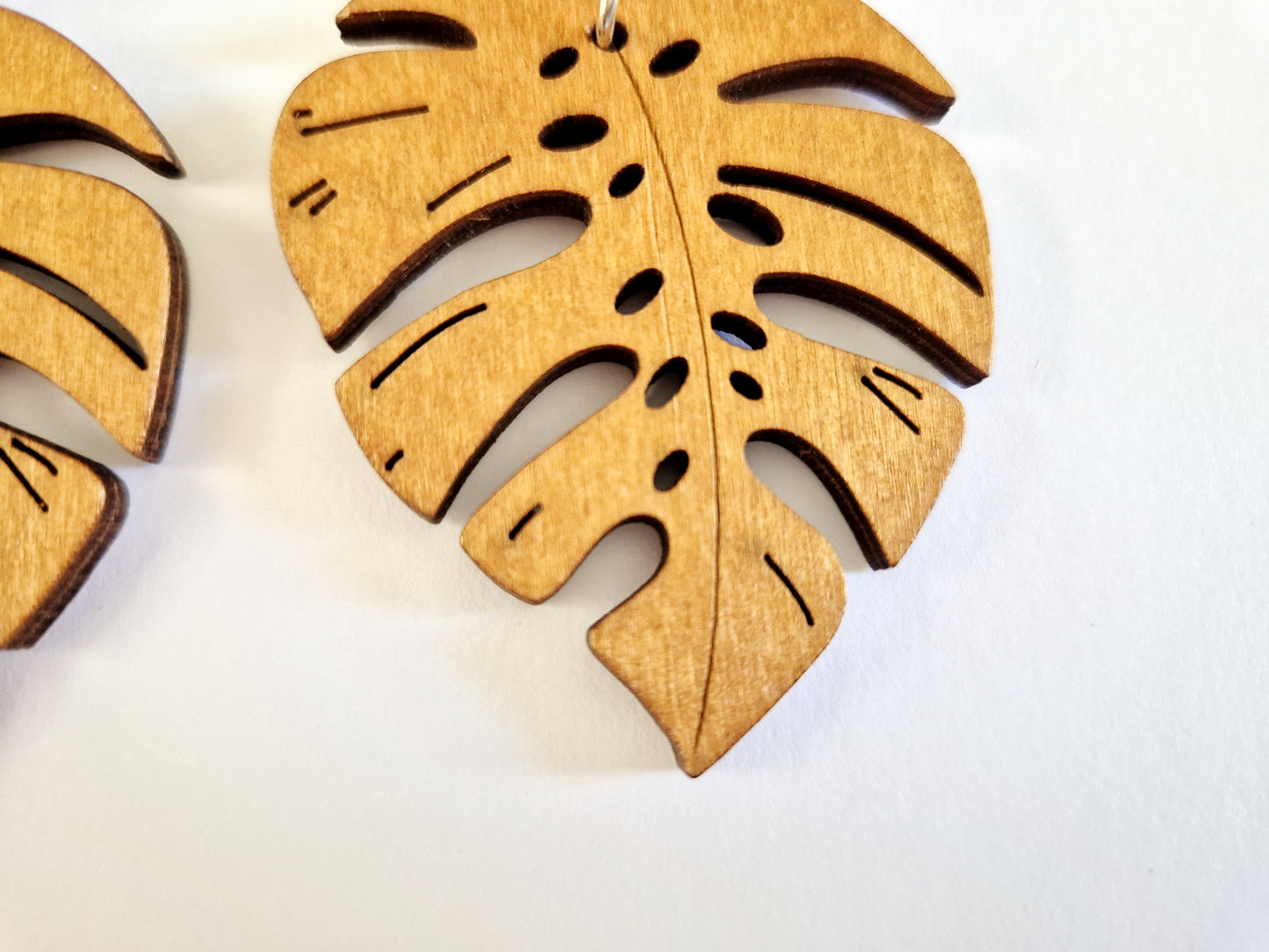 The Wooden Sophistication Monstera Earrings