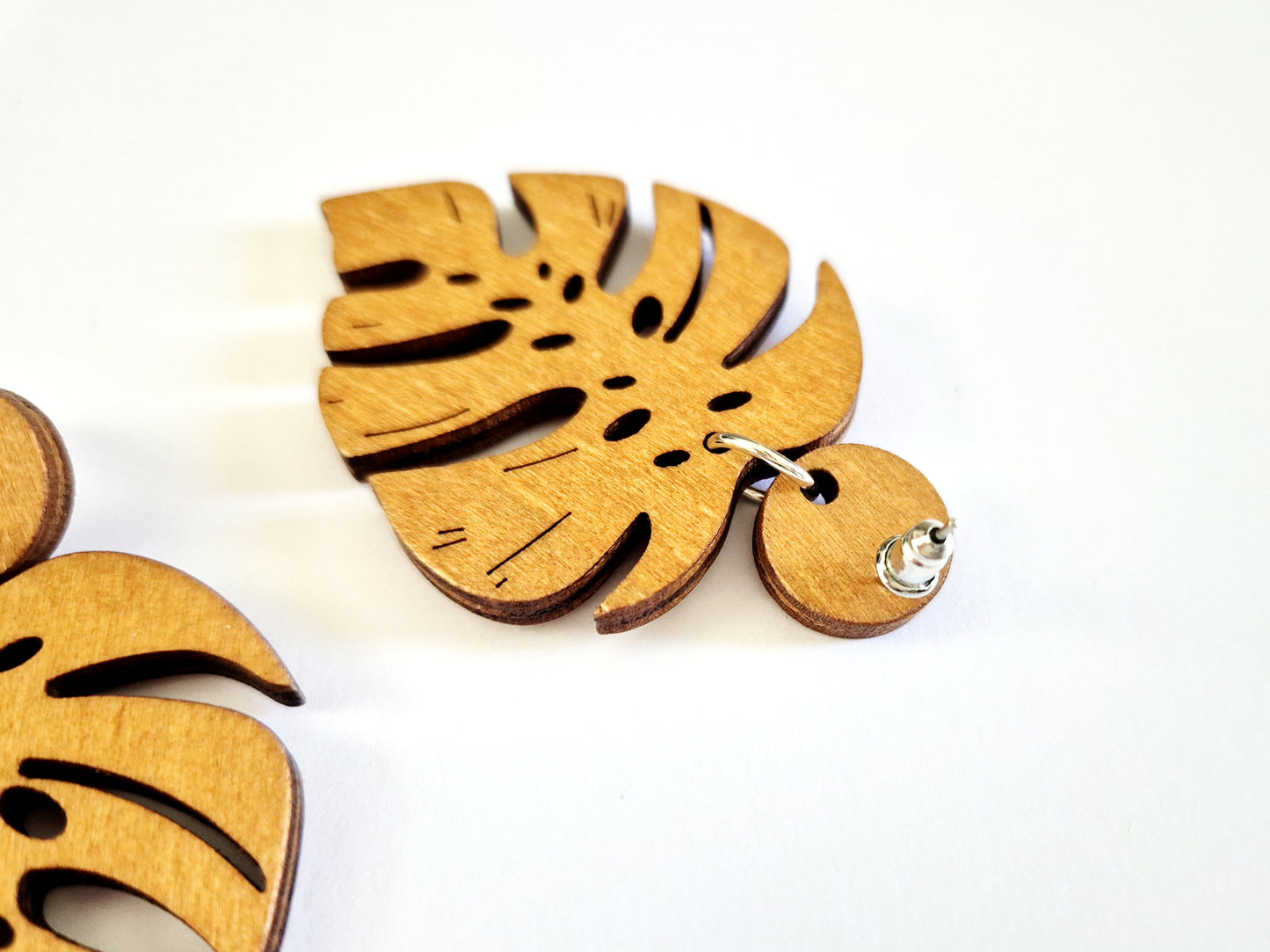 The Wooden Sophistication Monstera Earrings