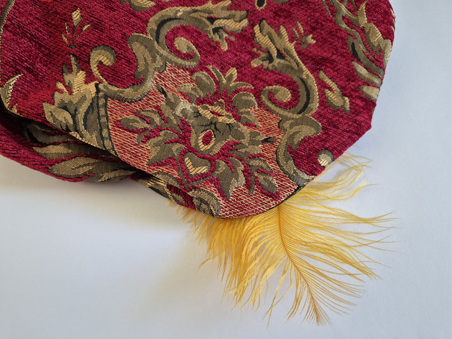 The Renaissance Brocade Hat with Feather Accent