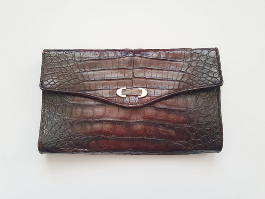 Authentic Vintage Crocodile Leather Clutch from the 1970s