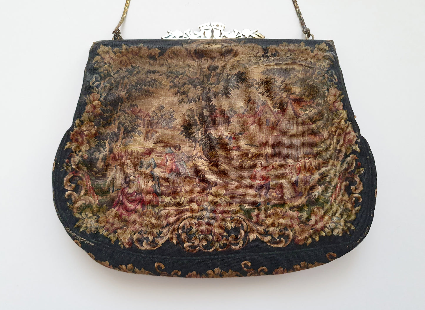 Antique Biedermeier Needlepoint Handbag "Petit Point" from the 1840s