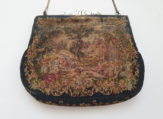 Antique Biedermeier Needlepoint Handbag "Petit Point" from the 1840s