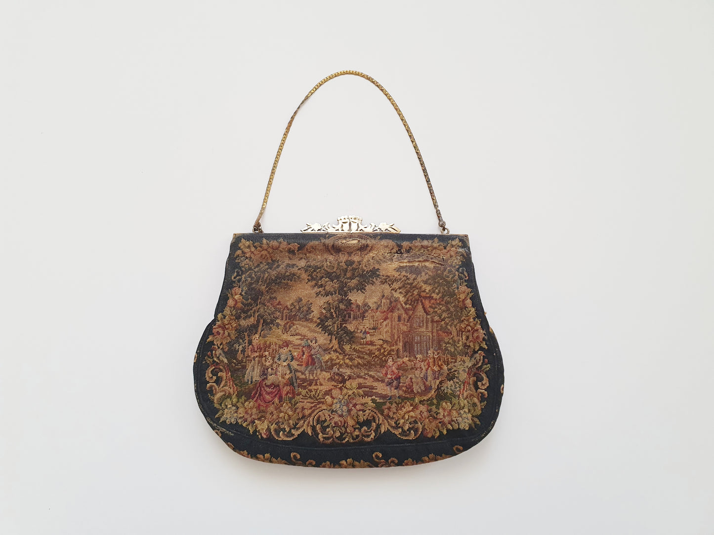 Antique Biedermeier Needlepoint Handbag "Petit Point" from the 1840s