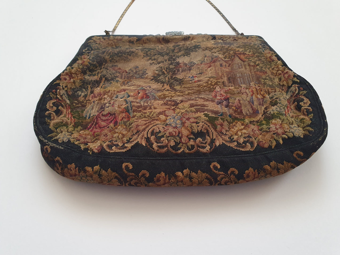 Antique Biedermeier Needlepoint Handbag "Petit Point" from the 1840s