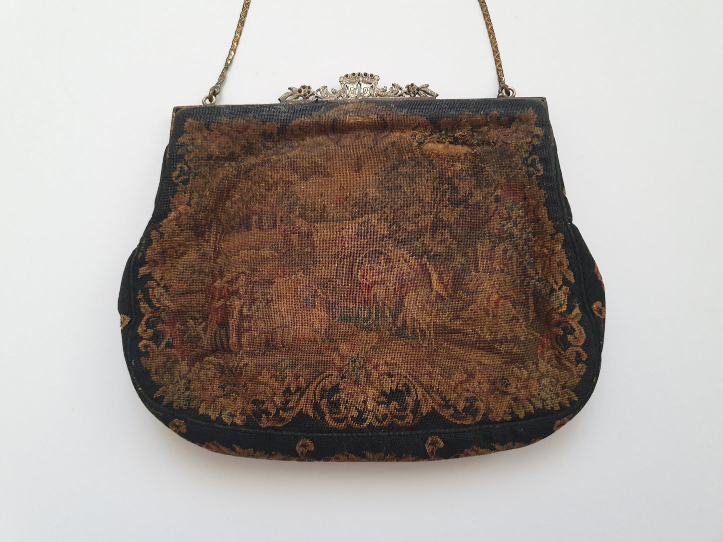 Antique Biedermeier Needlepoint Handbag "Petit Point" from the 1840s