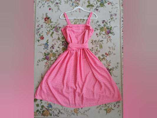 Authentic 1950s Vintage Dress In Pink - Size S/M