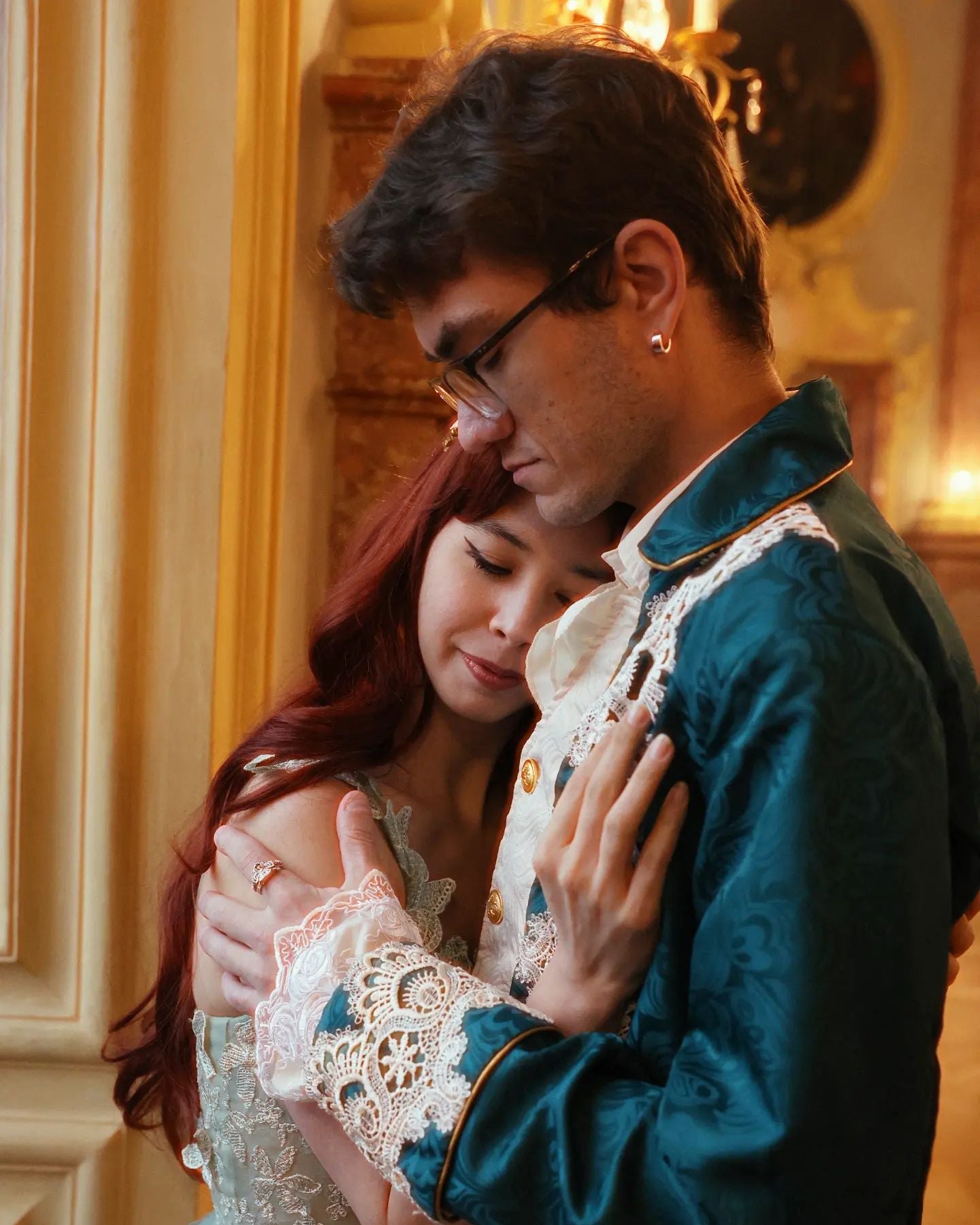 The Regal Emerald Lace-Trimmed Jacket