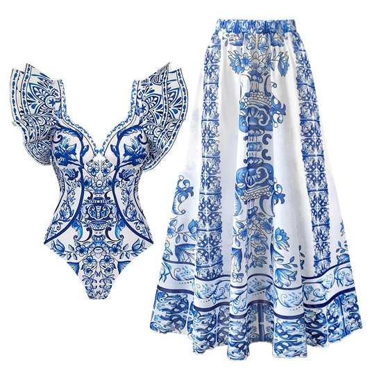 The Delft Blue Swimsuit Set