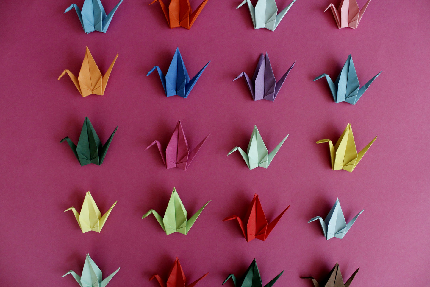 The Origami Cranes in Mixed Colors